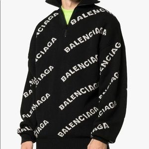 Balenciaga logo knit zipped sweater